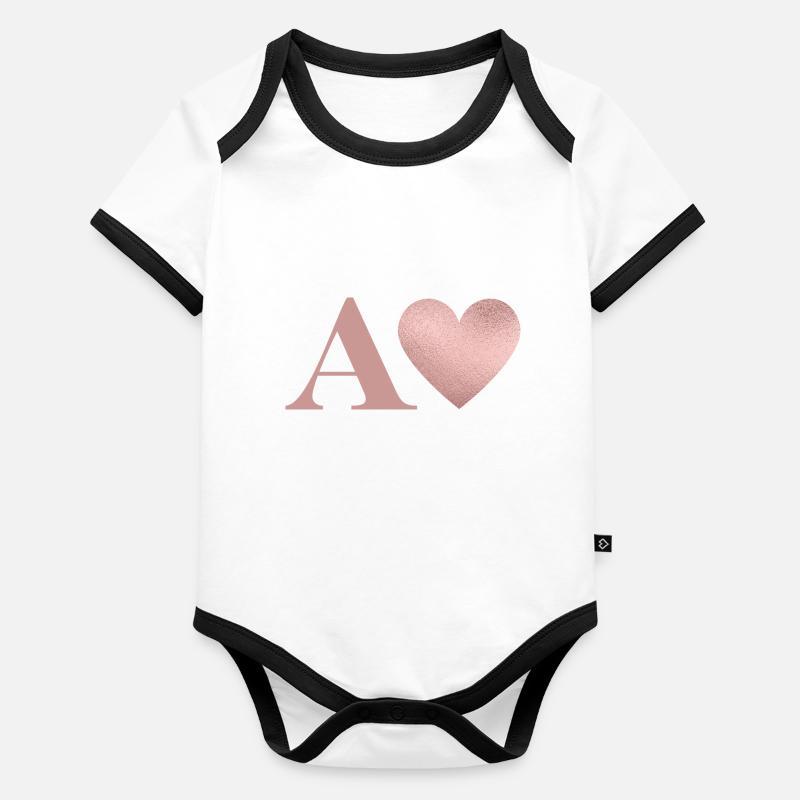 Rose Gold Heart Letter Organic Baby Contrasting Bodysuit