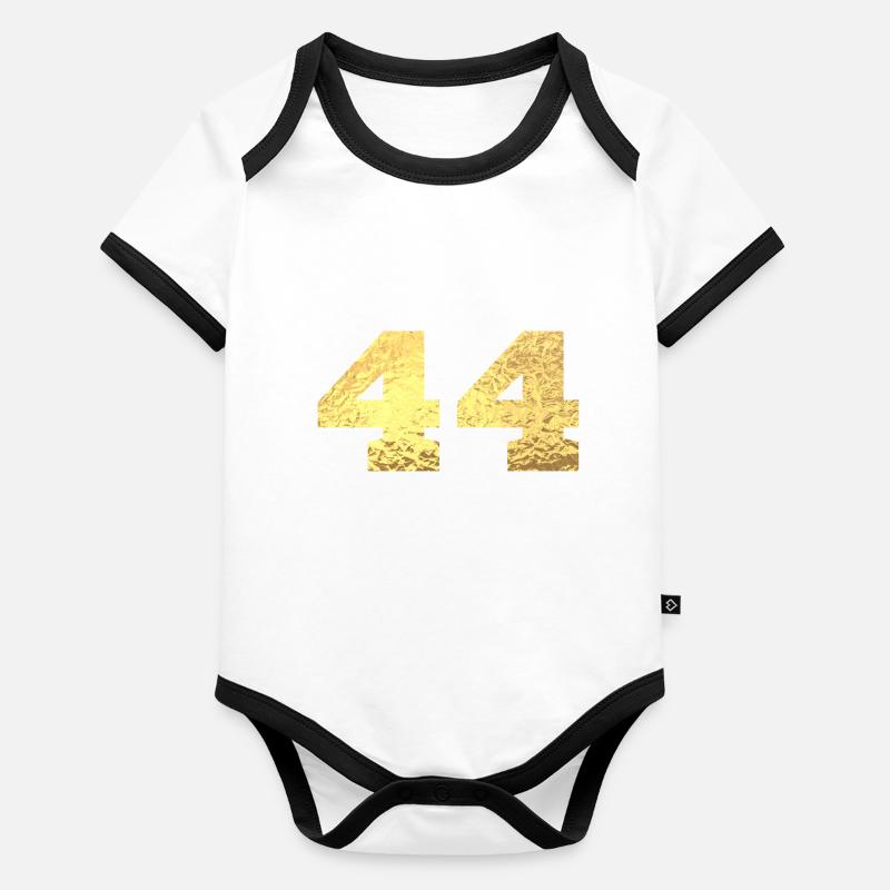 Number 44 Gold Glitter - 44th Anniversary Organic Baby Contrasting Bodysuit