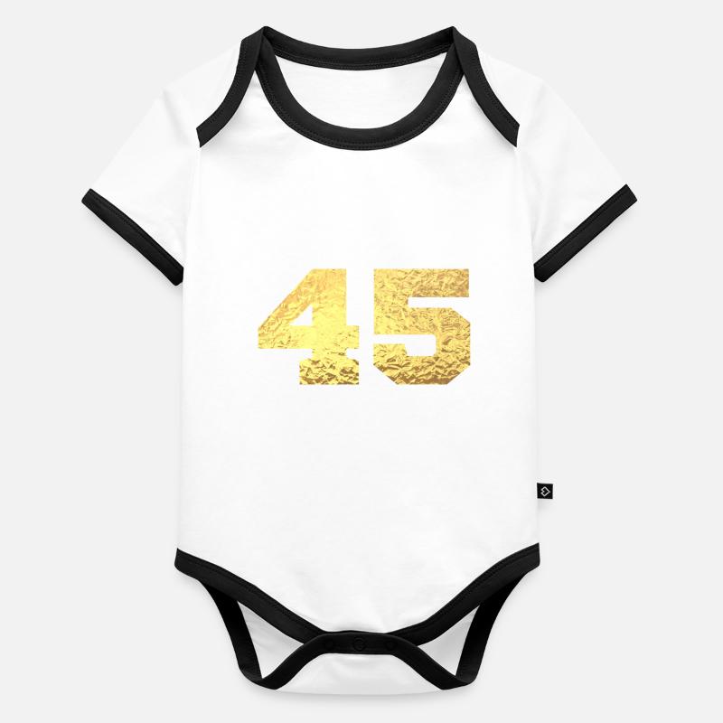 Numéro 45 paillettes doré - 45e anniversaire Body Bébé bio contrasté manches courtes