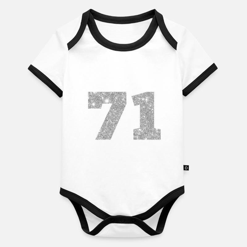 71 Silver Glitter - 71st Birthday Organic Baby Contrasting Bodysuit