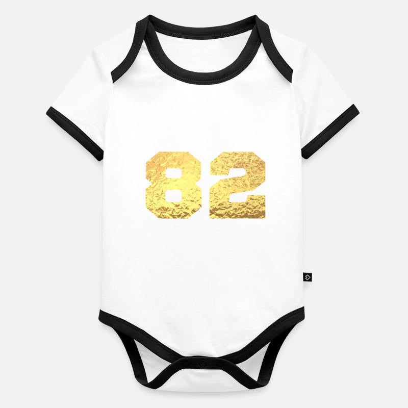 Numéro 82 paillettes doré - 82e anniversaire Body Bébé bio contrasté manches courtes