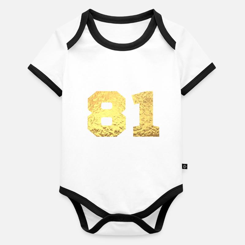 Numéro 81 paillettes doré - 81e anniversaire Body Bébé bio contrasté manches courtes