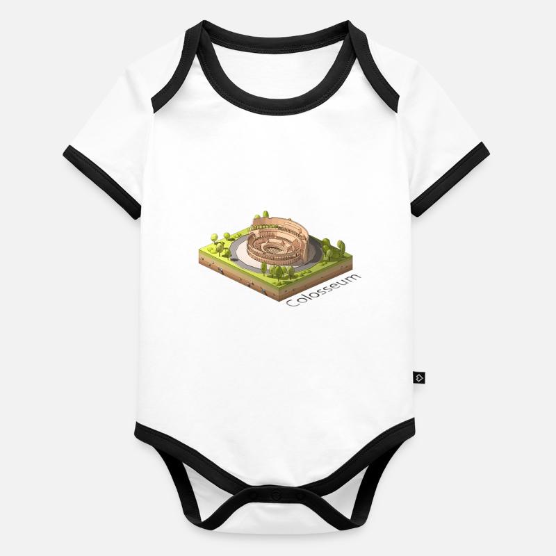 Géométrique low poly le Colisée Body Bébé bio contrasté manches courtes