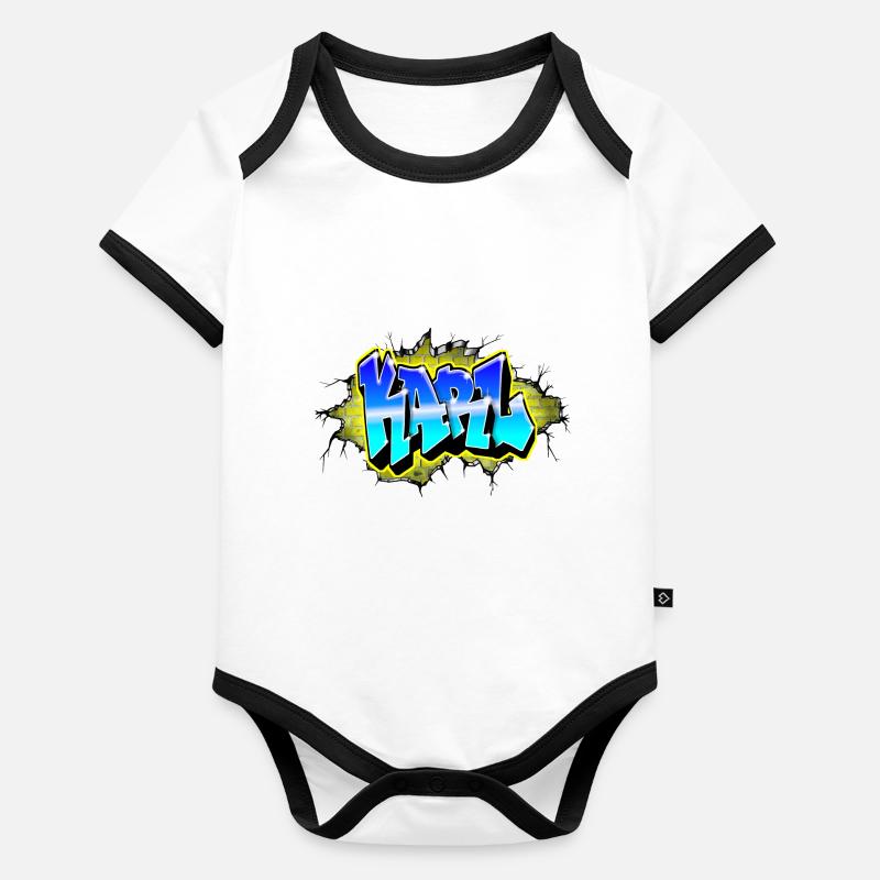 Graffiti KARL Wall Crack Ziegel Gelb Baby Bio-Kurzarm-Kontrastbody