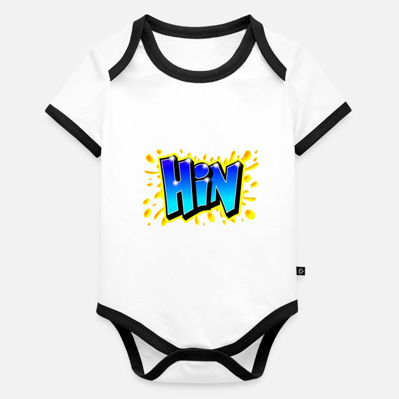 GRAFFITI PRENOM "HIN IMPRIMABLE PAR MAX LE TAGUEUR Body Bébé bio contrasté manches courtes