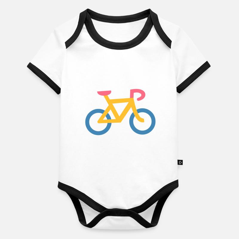 Vélo Jaune et Bleu Body Bébé bio contrasté manches courtes