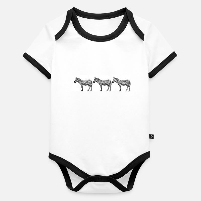 Zebras or horses with stripes Organic Baby Contrasting Bodysuit