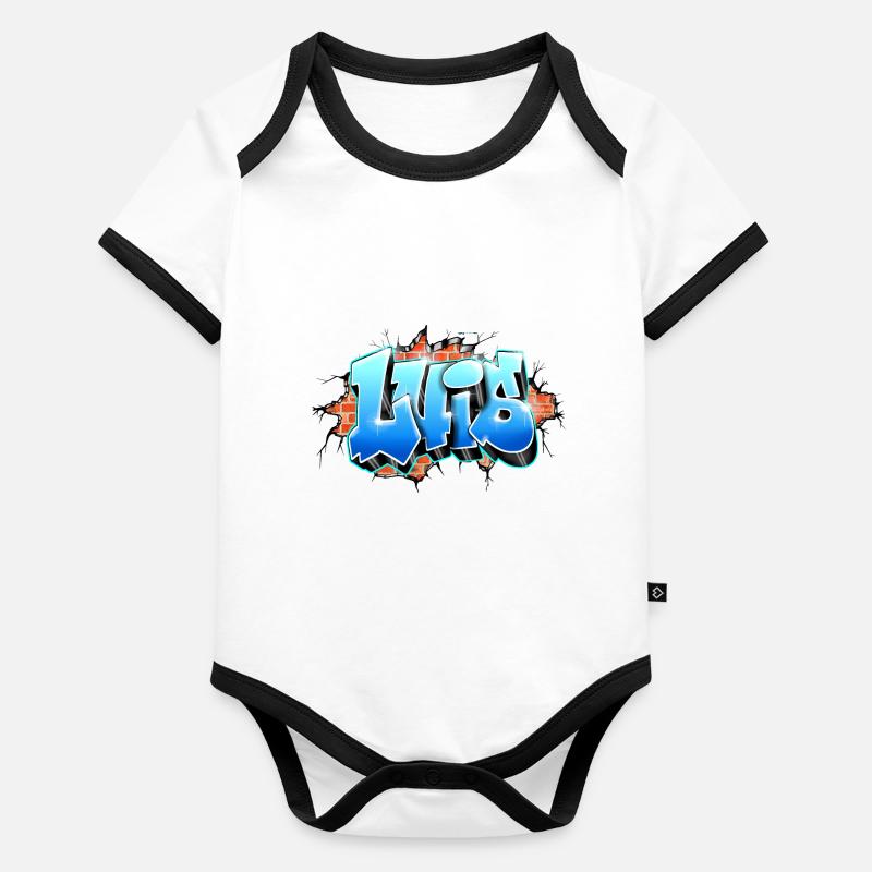 Luis graffiti prénom imprimable sur tout/ brique Body Bébé bio contrasté manches courtes