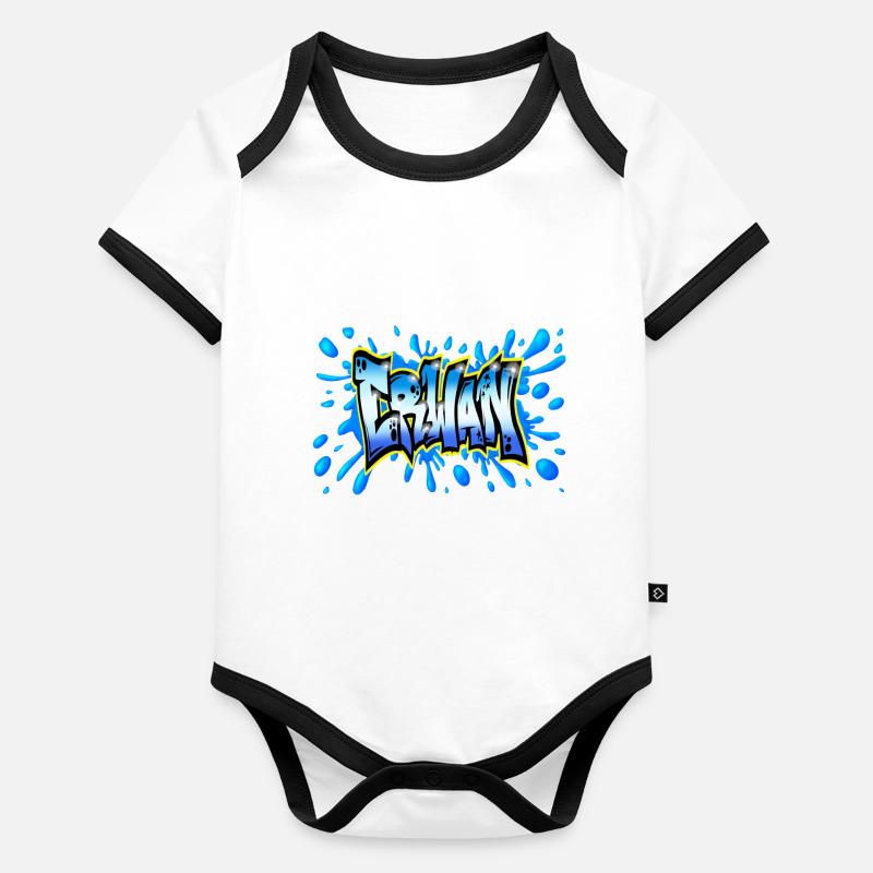 Erwan GRAFFITI NAME PRINT Body Bébé bio contrasté manches courtes