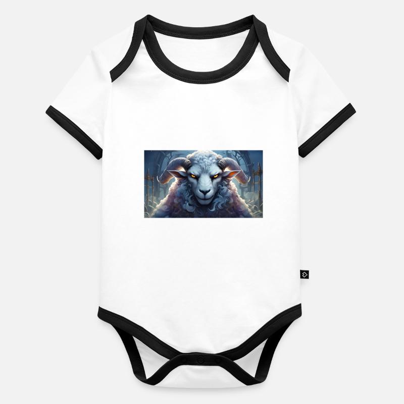 Cute grumpy grouchy animals - sheep Organic Baby Contrasting Bodysuit