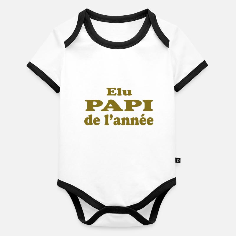 ELU PAPI DE L'ANNEE Body Bébé bio contrasté manches courtes