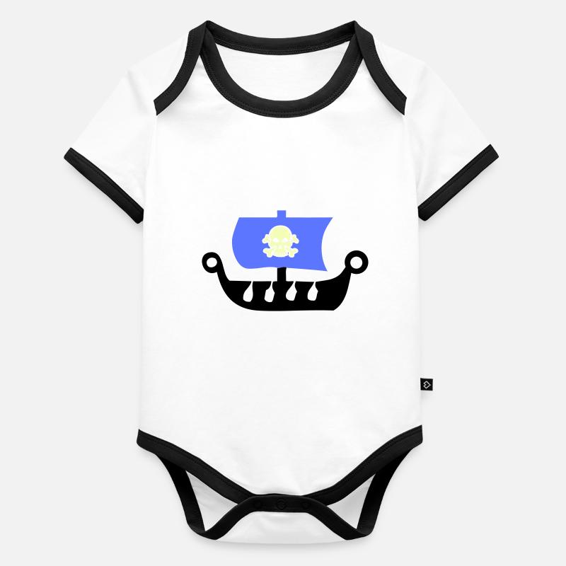 bateau pirate Body Bébé bio contrasté manches courtes