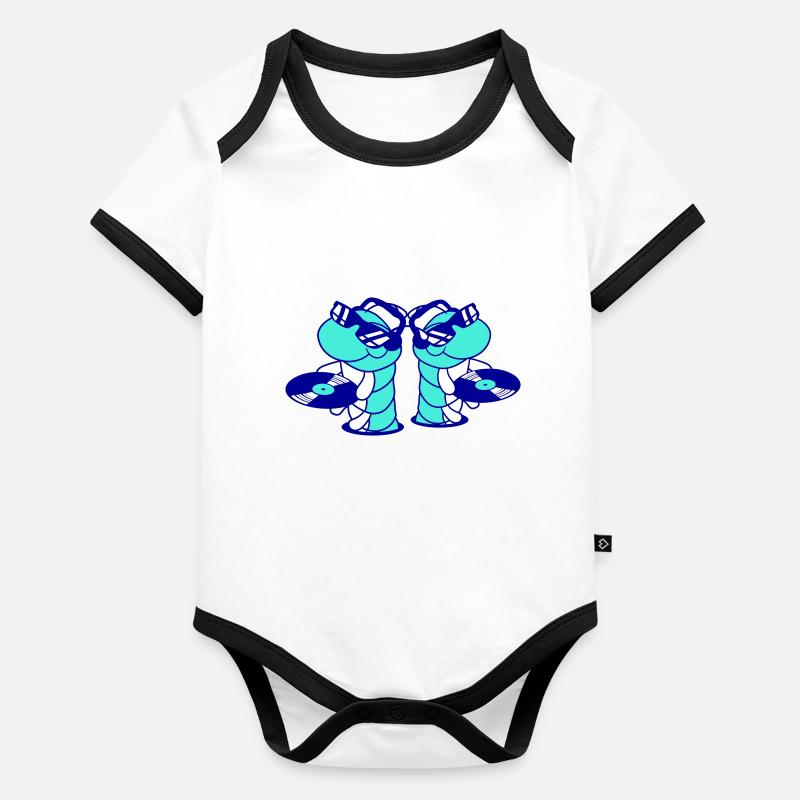 2 DJ Caterpillars Team Crew Music Two Record Team Body Bébé bio contrasté manches courtes