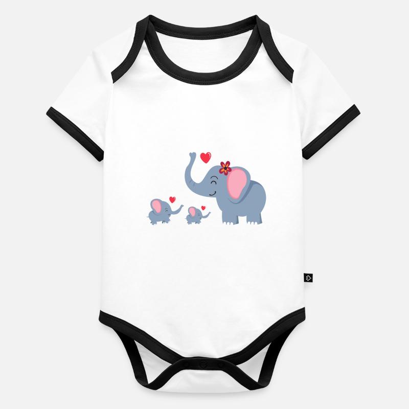 Elefanten Baby Bio-Kurzarm-Kontrastbody
