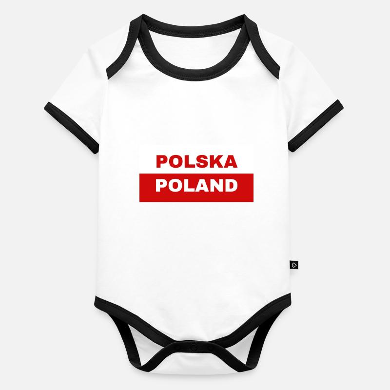 Polnische Flagge Baby Bio-Kurzarm-Kontrastbody