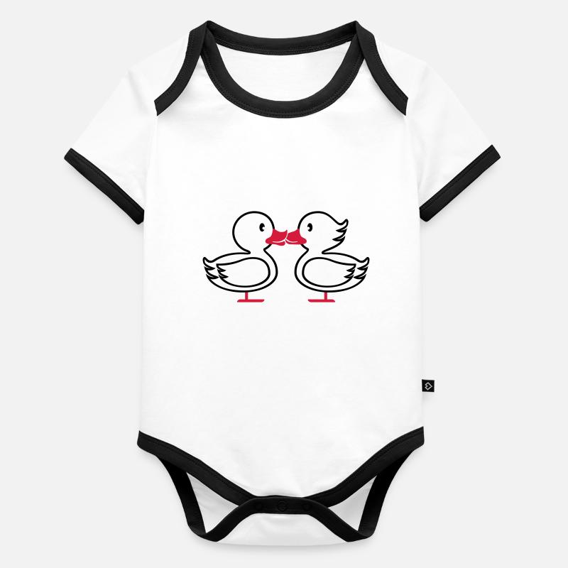 Enten Kuss Linie Baby Bio-Kurzarm-Kontrastbody