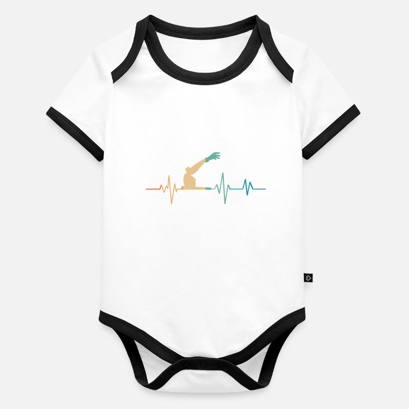 Retro Heartbeat Roboterarm Baby Bio-Kurzarm-Kontrastbody