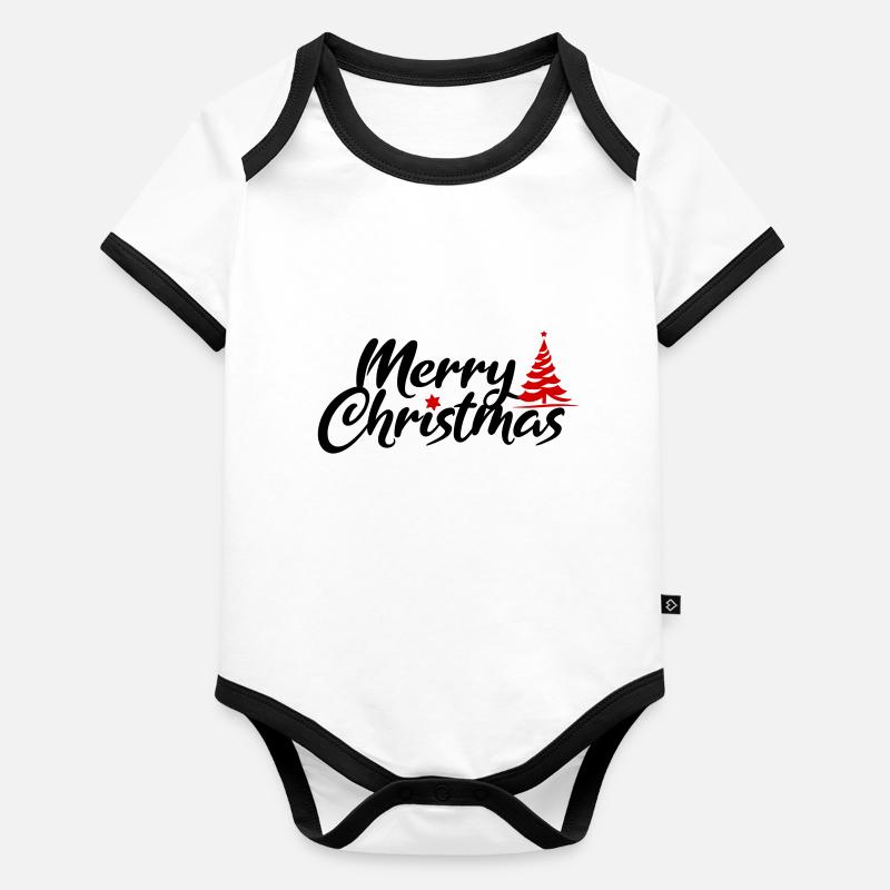 Police Joyeux Noël Body Bébé bio contrasté manches courtes