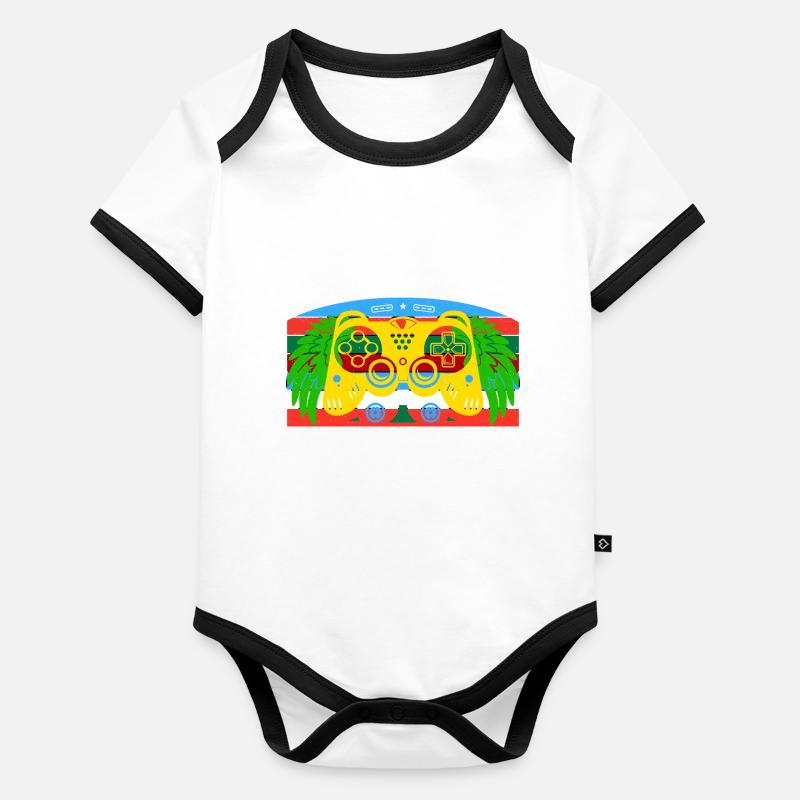 Vintage Retro Gaming Controller Baby Bio-Kurzarm-Kontrastbody