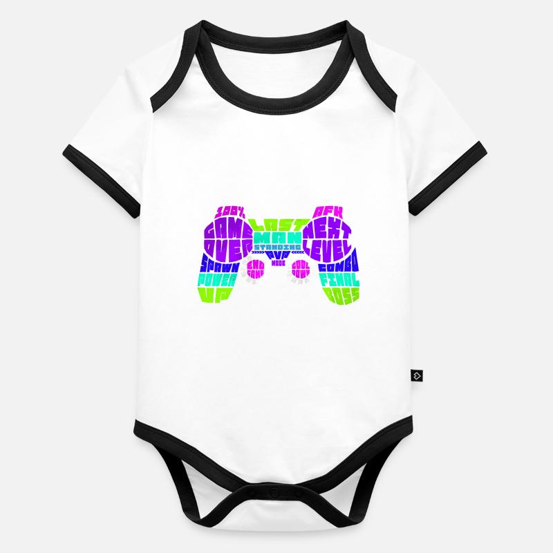 "Gamer Typo Controller" Baby Bio-Kurzarm-Kontrastbody