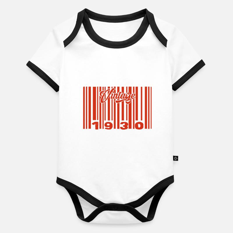 Vintage 1930's Born In 1930 95 Years Bar Code Anniversai Organic Baby Contrasting Bodysuit