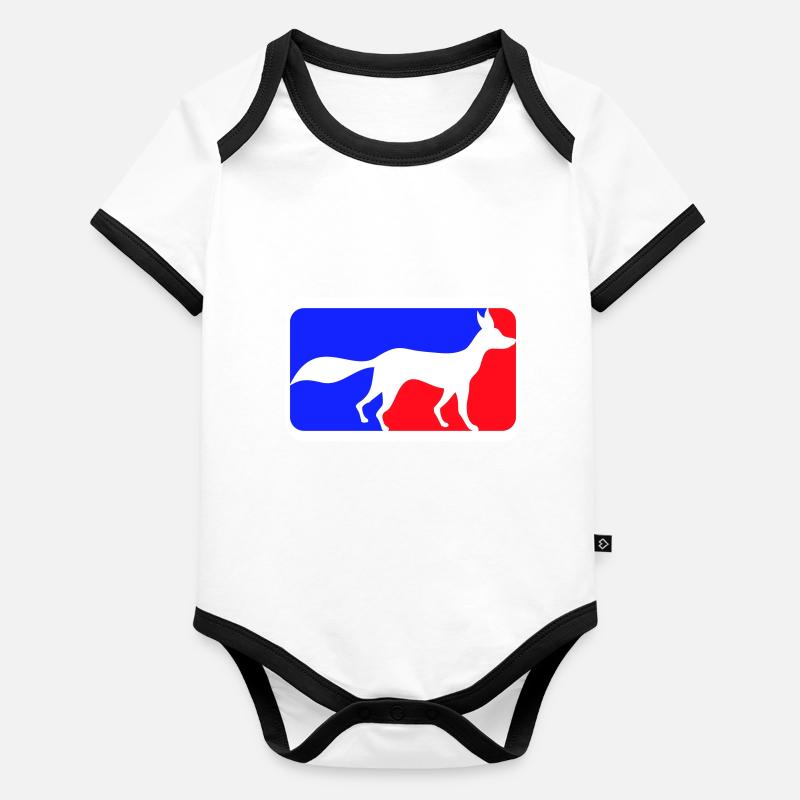 Fox Sport Logo Red Blue Symbol Silhouette Outline Organic Baby Contrasting Bodysuit