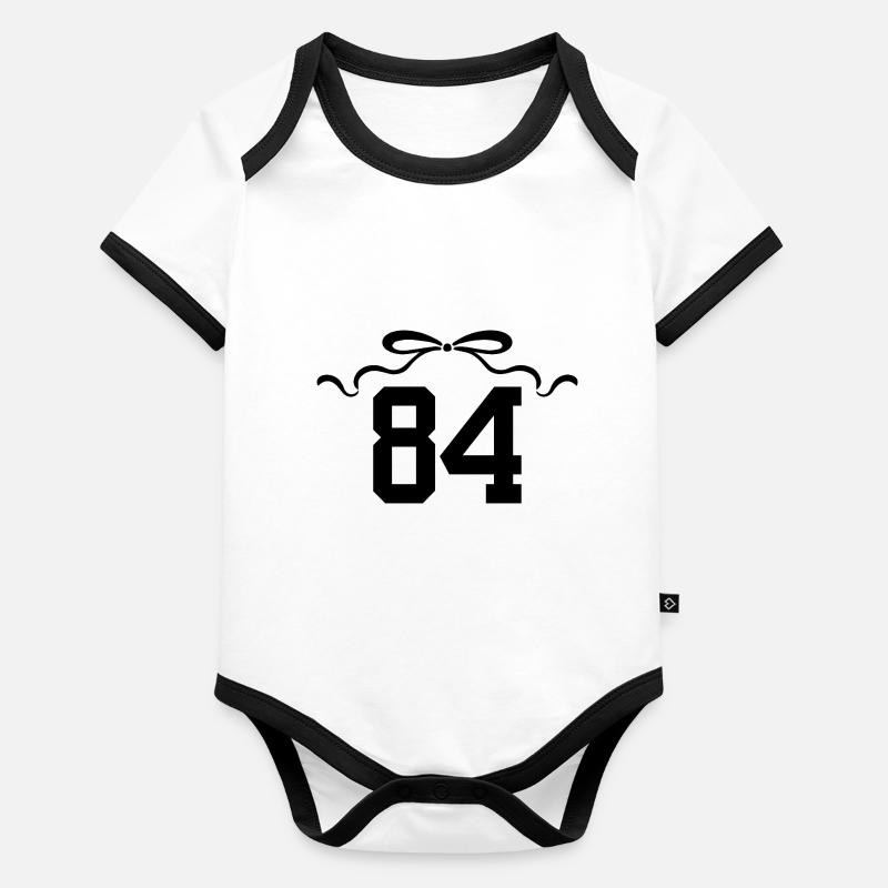Numéro 84 noeud - 84e anniversaire Body Bébé bio contrasté manches courtes