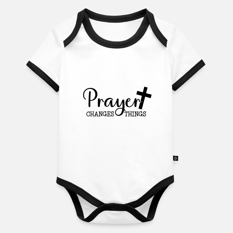 Changements de prière Body Bébé bio contrasté manches courtes