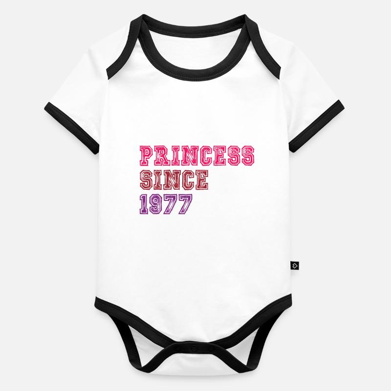 1977 Anniversaire Princesse Body Bébé bio contrasté manches courtes