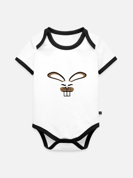 Hase Kaninchen Häschen Cartoon Kleintier niedlich - Baby Bio-Kurzarm-Kontrastbody -  - Vorne