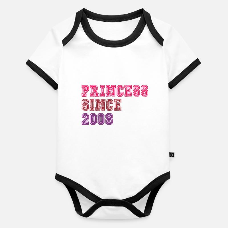 2008 Anniversaire Princesse Body Bébé bio contrasté manches courtes