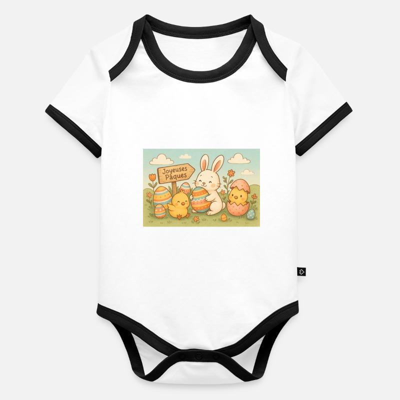 Fête de Pâques Body Bébé bio contrasté manches courtes