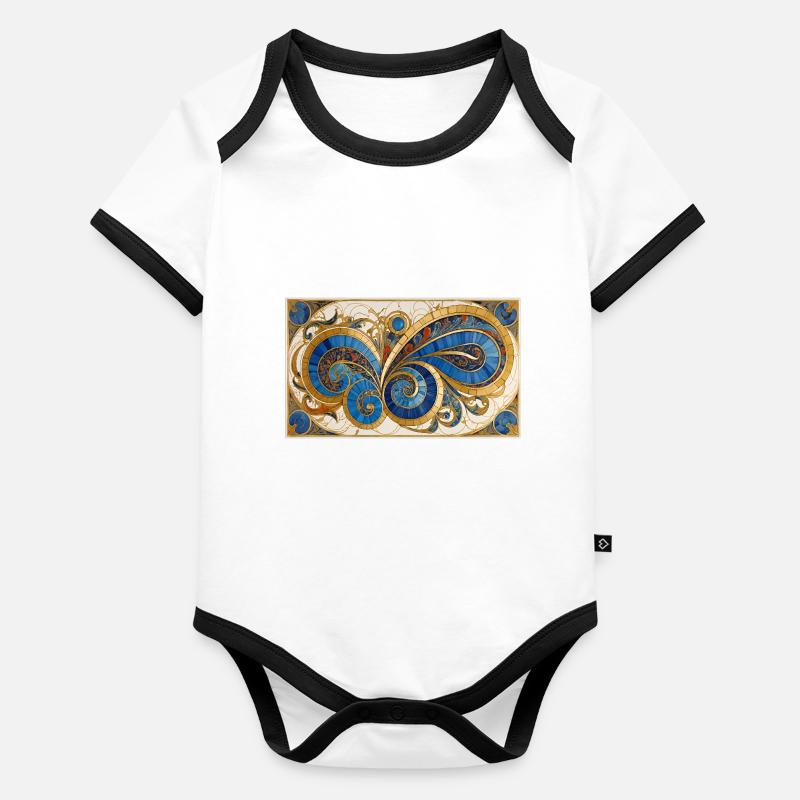 Paisley 1 Baby Bio-Kurzarm-Kontrastbody