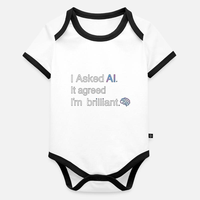 L’IA pense que je suis brillant – Citation technique Body Bébé bio contrasté manches courtes