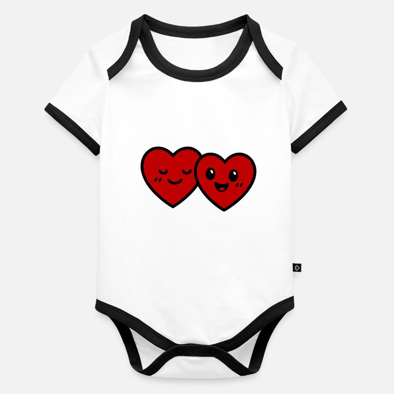 Hearts Couple Love Organic Baby Contrasting Bodysuit