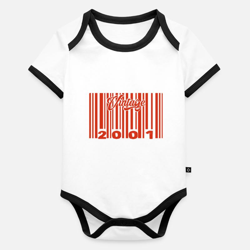 Vintage 2001 Born In 2001 24 Year Old Bar Code Anniversai Organic Baby Contrasting Bodysuit