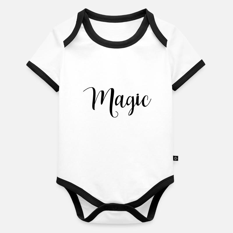 Lettrage Magic noir Body Bébé bio contrasté manches courtes