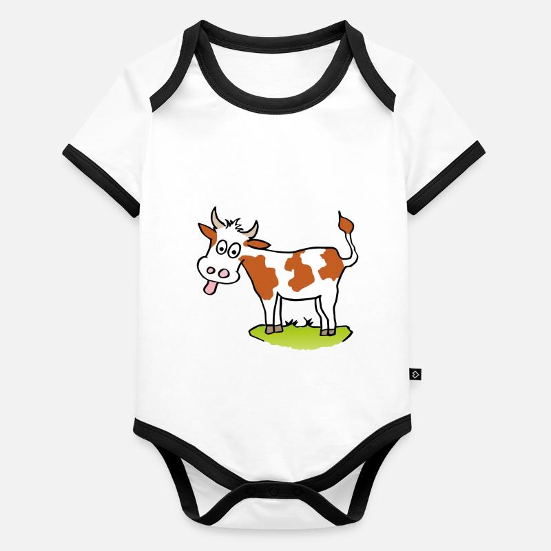 vache drôle Body Bébé bio contrasté manches courtes