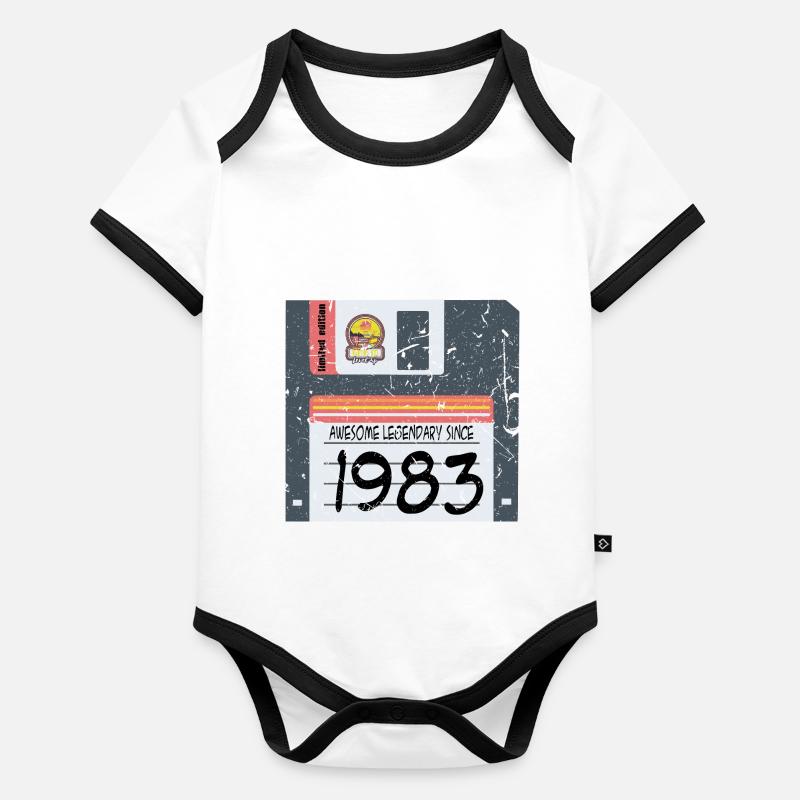 Nerd birthday 1983 Organic Baby Contrasting Bodysuit