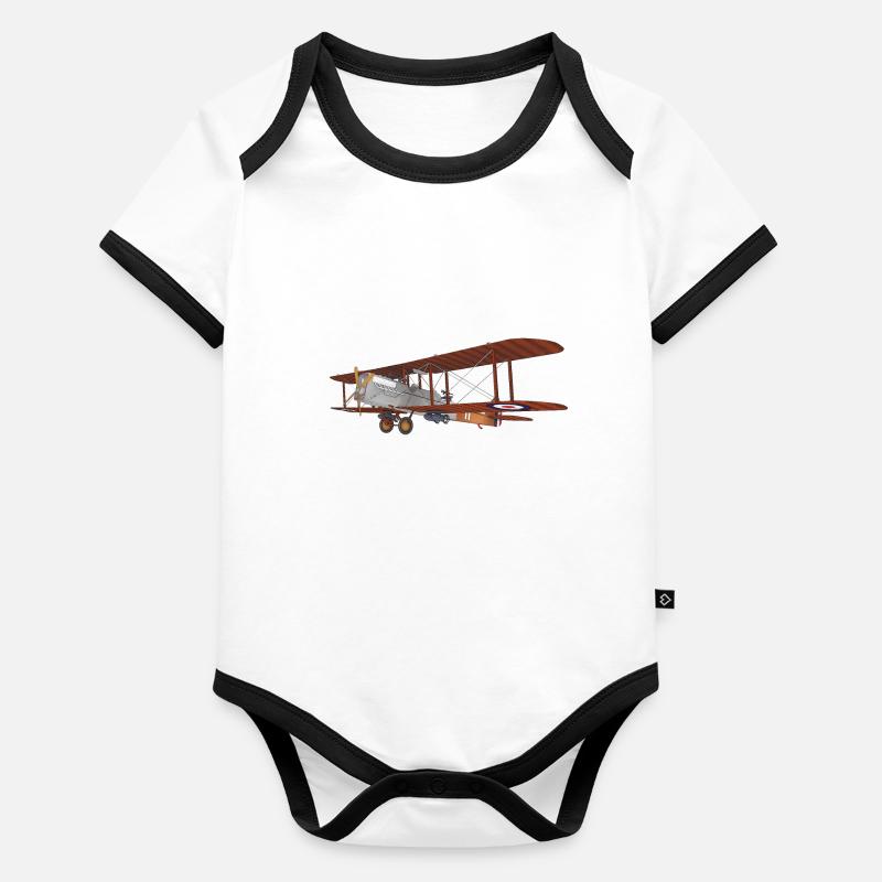Avion biplan de 1915 Body Bébé bio contrasté manches courtes