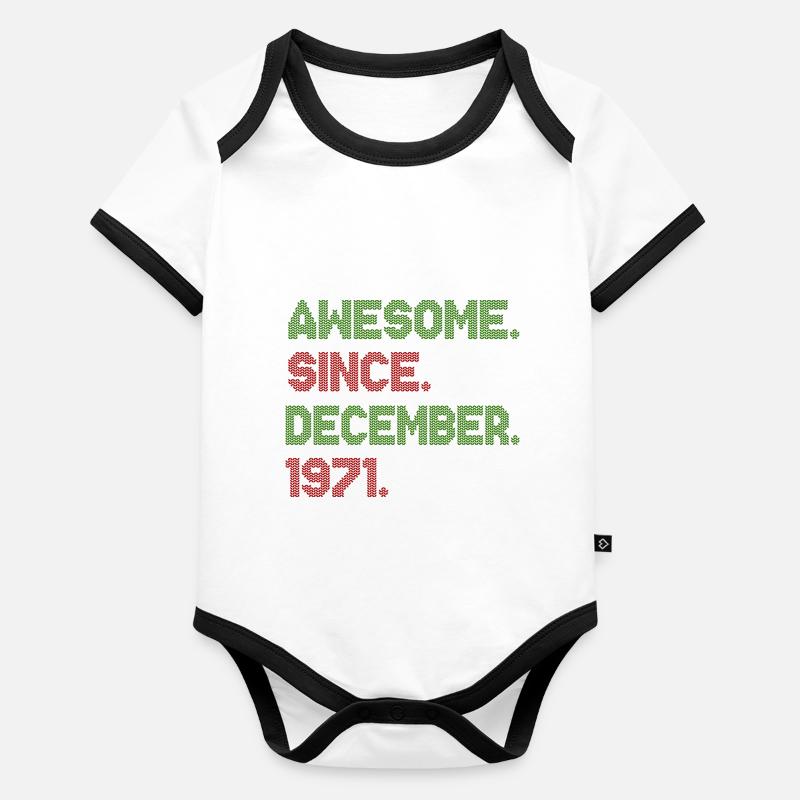 1971 Awesome Since December Christmas Ave Organic Baby Contrasting Bodysuit