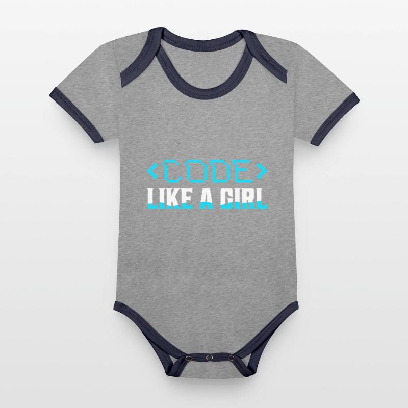 Code Like A Girl Coding Programmer Organic Baby Contrasting Bodysuit