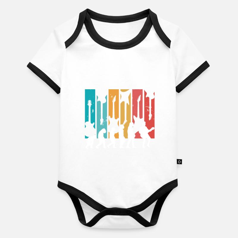 Human Evolution Guitar Band Retro Vintage Organic Baby Contrasting Bodysuit