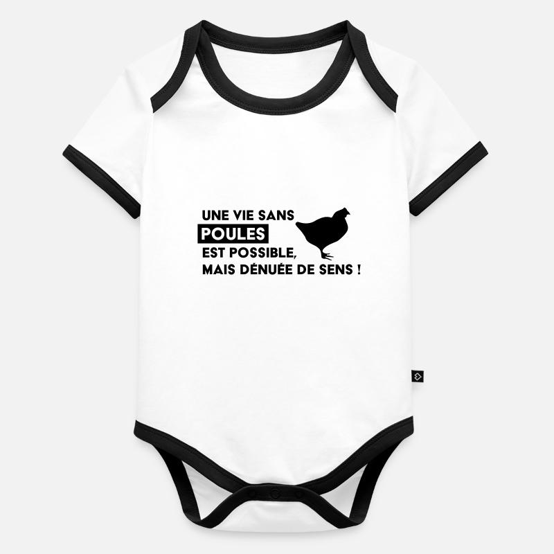 Une vie sans poules est possible Body Bébé bio contrasté manches courtes