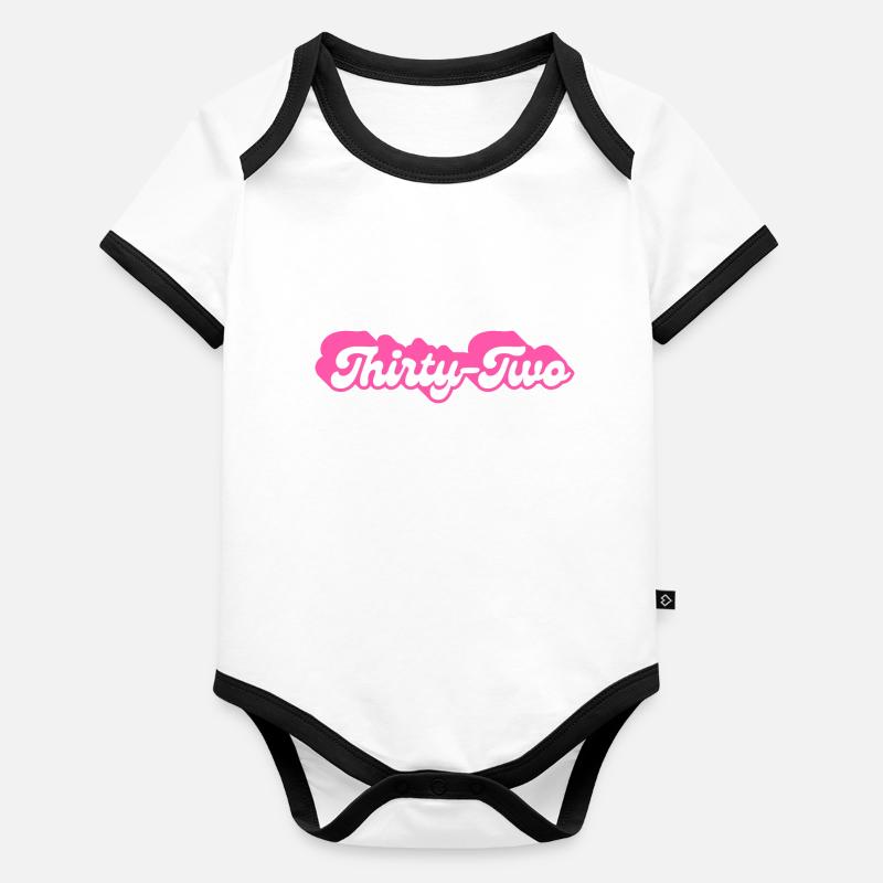 thirty-two birthday -32e anniversaire rétro rose Body Bébé bio contrasté manches courtes