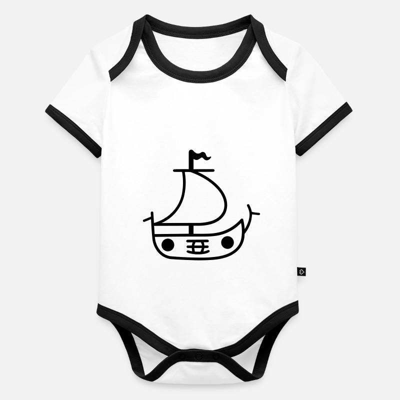Bateau pirate Body Bébé bio contrasté manches courtes