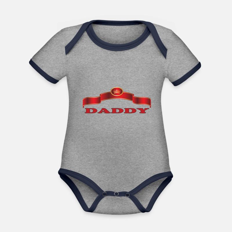 DADDY - Body Bébé bio contrasté manches courtes - gris chiné/bleu marine