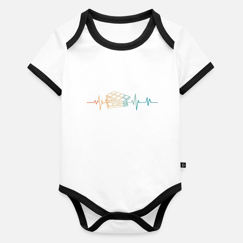 Battement de coeur rétro tablette de chocolat Body Bébé bio contrasté manches courtes