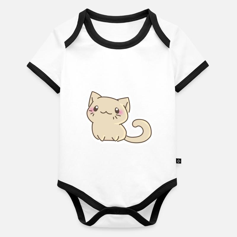 Cute Kitty, süße Katze Vektor Style Baby Bio-Kurzarm-Kontrastbody