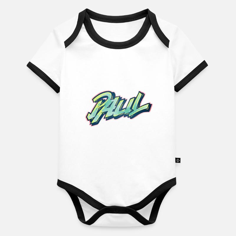paul graffiti prénom Body Bébé bio contrasté manches courtes